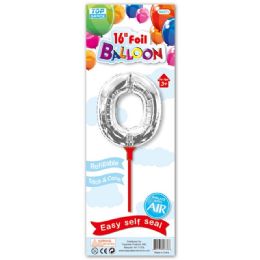 96 Pieces Sixteen Inch Silver Foil Balloon Letter O With Stick - Balloons & Balloon Holder