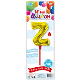 96 Pieces Sixteen Inch Gold Foil Balloon Letter Z With Stick - Balloons & Balloon Holder