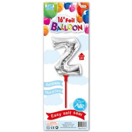 96 Wholesale Sixteen Inch Silver Foil Balloon Letter Z With Stick