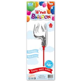 96 Wholesale Sixteen Inch Silver Foil Balloon Number Four With Stick