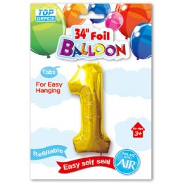 48 Wholesale Thirty Four Inch Gold Foil Balloon Number One