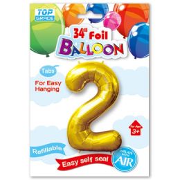48 Wholesale Thirty Four Inch Gold Foil Balloon Number Two