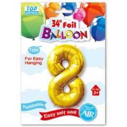 48 Wholesale Thirty Four Inch Gold Foil Balloon Number Eight