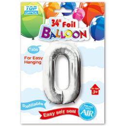 48 Wholesale Thirty Four Inch Silver Foil Balloon Number Zero