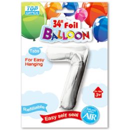48 Wholesale Thirty Four Inch Silver Foil Balloon Number Seven