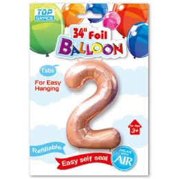 48 Wholesale Thirty Four Inch Rose Gold Foil Balloon Number Two