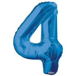 30 Wholesale Thirty Four Inch Blue Balloon Number Four