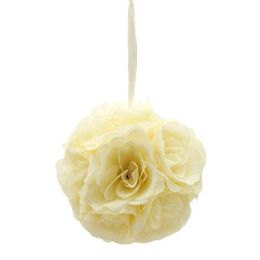 12 Pieces Ten Inch Pom Flower Silk Beige - Wedding & Anniversary