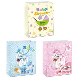 72 Units of Baby Bag Glitter Super Large - Gift Bags Baby