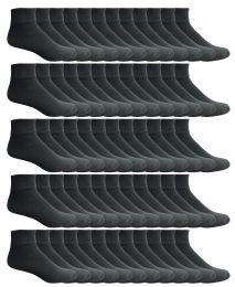 180 Wholesale Yacht & Smith Men's Cotton Quarter Ankle Sport Socks Size 10-13 Solid Black