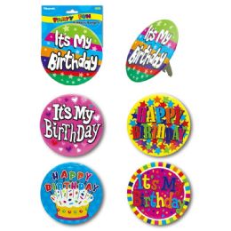96 Pieces Birthday Badge Assorted - Party Favors