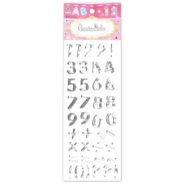 144 Pieces Shiny Stickers Numbers Silver - Stickers