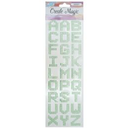 144 Pieces Rhinestone Sticker Letters Green - Stickers