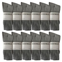Yacht & Smith Men's Cotton Athletic Terry Cushioned Gray Crew Socks