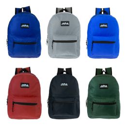 24 Wholesale 17" Kids Classic Backpack In 6 Solid Colors