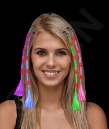 36 Pieces Led Light Up Braided Hair Extensions - Assorted - LED Party Supplies