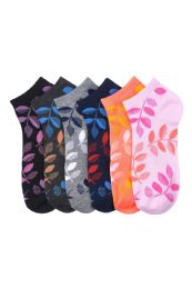 432 Pairs Girls Leaf Printed Casual Spandex Ankle Socks Size 9-11 - Girls Ankle Sock
