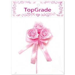 96 Wholesale Decorative Foam Rose Baby Pink With Ribbon And Lace