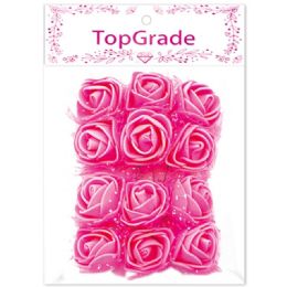 96 Wholesale Decorative Foam Rose Baby Pink With Lace
