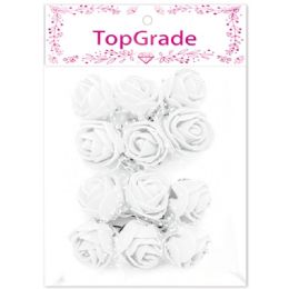 96 Wholesale Decorative Foam Rose White With Lace