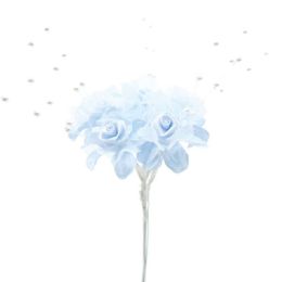 120 Wholesale Six Piece Satin Flower Blue