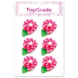 12 Pieces of Satin Flower Pink Six Count