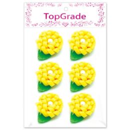 12 Pieces of Satin Flower Yellow Six Count