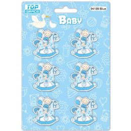 96 Pieces Wooden Decoration Baby Blue Horse - Baby Shower