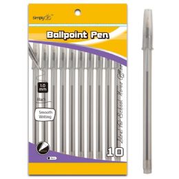96 Wholesale Ten Count Ballpoint Pens Black