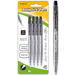 96 Wholesale Four Count Click Ballpoint Pen Black