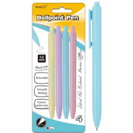 96 Wholesale Four Pack Retractable Ballpoint Pens Black Ink