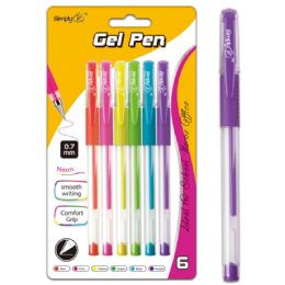 97 Pieces Six Count Neon Gel Ink Assorted With Soft Grip - Pens