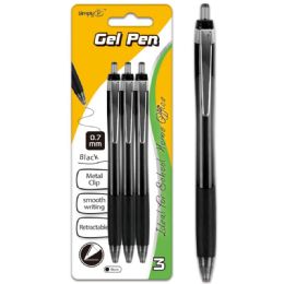 96 Wholesale Three Retractable Gel Pen Black