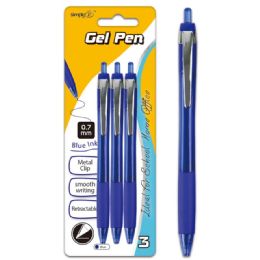 96 Wholesale Three Retractable Gel Pen Blue