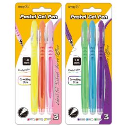 96 Wholesale Three Pack Pastel Gel Pen Assorted Color