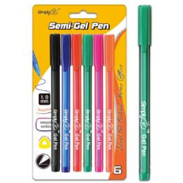 96 Wholesale Six Pack Semi Gel Pen Assorted