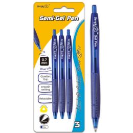 96 Wholesale Retractable Oil Gel Pen Blue Ink With Grip