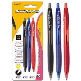 96 Wholesale Retractable Oil Gel Pen Assorted Ink With Grip