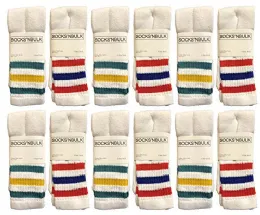 6 Wholesale Yacht & Smith Women's Cotton Striped Tube Socks, Referee Style Size 9-15 22 Inch