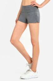 72 Wholesale Ladies Solid Yoga Shorts Gray