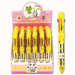 96 Wholesale Smile Face Ball Pen Multi Color