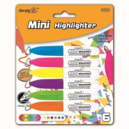 144 Units of Six Count Mini Highlighters Markers With Clips - Highlighter