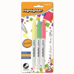96 Wholesale Dual Tip Erasable Highlighter Three Count