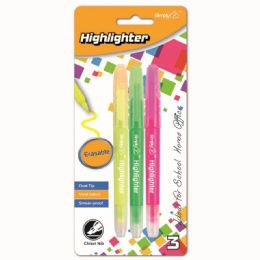 96 Wholesale Three Count Erasable Highlighter