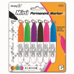 144 Pieces Six Piece Mini Permanent Markers With Clip - Markers