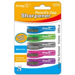 96 Pieces Five Piece Pencil Cap Sharpener Assorted - Sharpeners