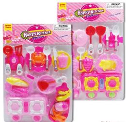 9 Pieces 19 Piece Pink Happy Kitchen Play Sets - Toy Sets