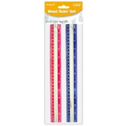 96 Bulk Two Piece Wooden Ruler With Plastic Edge