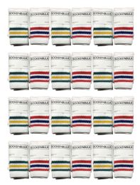 24 Pairs Yacht & Smith Kids Cotton Tube Socks White With Stripes Size 4-6 - Boys Crew Sock