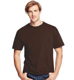 24 Wholesale Men's Hanes Dark Chocolcate Cotton T-Shirt , Size Small